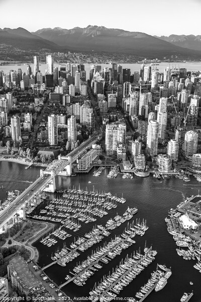Aerial Vancouver skyscrapers Burrard Street Bridge Picture Board by Spotmatik 