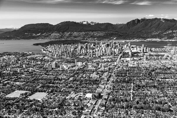 Aerial Vancouver cityscape coastal mountain Canada Picture Board by Spotmatik 