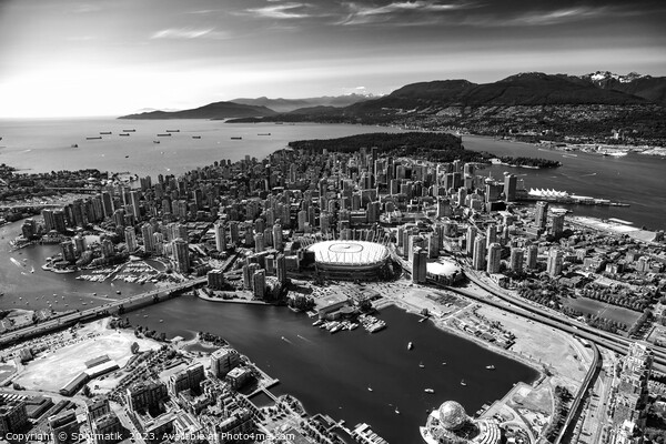 Aerial city skyscrapers BC Place Stadium Vancouver Picture Board by Spotmatik 