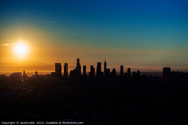 Aerial Silhouette of the Californian sunrise USA Picture Board by Spotmatik 