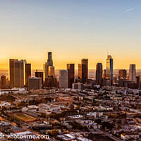 Buy canvas prints of Aerial Panoramic skyline view sunrise Los Angeles by Spotmatik 