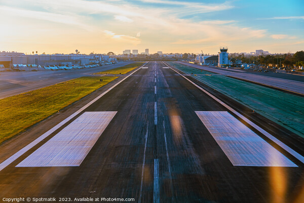 Aerial POV aircraft landing on airport runway USA Picture Board by Spotmatik 