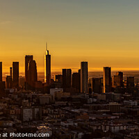 Buy canvas prints of Aerial Panoramic downtown Los Angeles sunrise USA by Spotmatik 