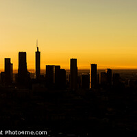 Buy canvas prints of Aerial Panorama skyscraper of sunrise Los Angeles by Spotmatik 