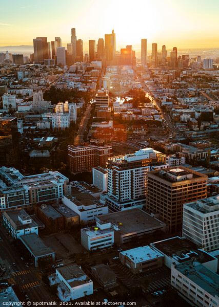 Aerial view at sunrise Los Angeles skyline California  Picture Board by Spotmatik 