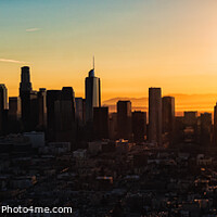 Buy canvas prints of Aerial Panorama view at sunrise over Los Angeles  by Spotmatik 