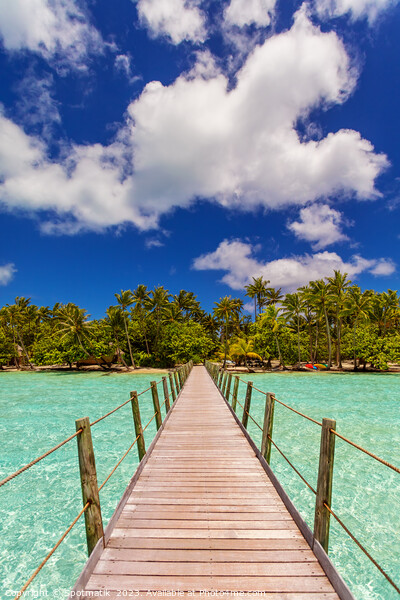 Bora Bora Island jetty in luxury tropical resort Picture Board by Spotmatik 