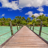 Buy canvas prints of Bora Bora Island jetty in luxury tropical resort by Spotmatik 