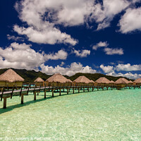 Buy canvas prints of luxury overwater bungalow resort Bora Bora lagoon  by Spotmatik 