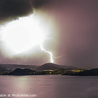 Buy canvas prints of Lightning Storm Over Lake Thun Switzerland by Spotmatik 