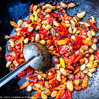 Buy canvas prints of Balinese spices chilies cooking in traditional wok Indonesia  by Spotmatik 