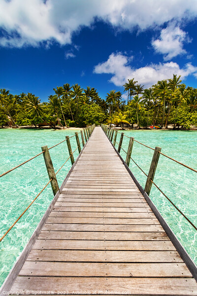Bora Bora tropical Island overwater boardwalk French Polynesia Picture Board by Spotmatik 