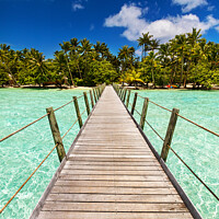 Buy canvas prints of Bora Bora tropical Island overwater boardwalk French Polynesia by Spotmatik 