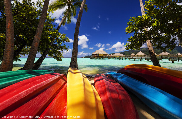 kayaks Bora Bora active vacation luxury resort Polynesia Picture Board by Spotmatik 