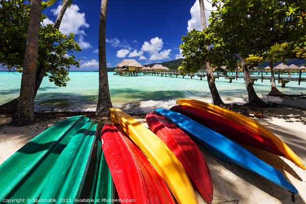 kayaks Bora Bora active vacation luxury resort Polynesia Picture Board by Spotmatik 