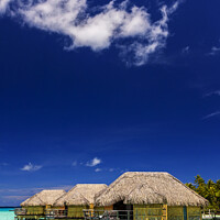 Buy canvas prints of Bora Bora Overwater luxury Bungalows Aquamarine lagoon Polynesia by Spotmatik 