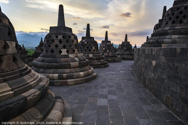 Borobudur sunrise religious temple ancient Indonesia Picture Board by Spotmatik 