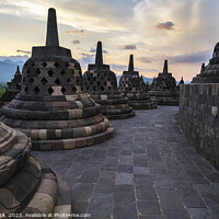 Buy canvas prints of Borobudur sunrise religious temple ancient Indonesia by Spotmatik 