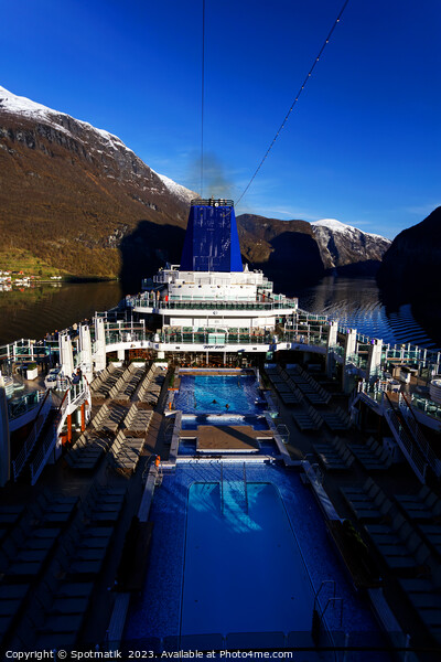 Cruise ship Norwegian Fjord in sunlight Scandinavia Europe Picture Board by Spotmatik 