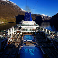 Buy canvas prints of Cruise ship Norwegian Fjord in sunlight Scandinavia Europe by Spotmatik 