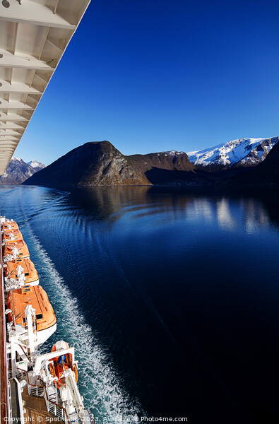 Cruise ship Norwegian Fjord in sunlight Scandinavia Europe Picture Board by Spotmatik 