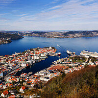 Buy canvas prints of Norway view from Mt Floyen of Bergen city  by Spotmatik 