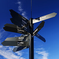 Buy canvas prints of Mile signpost places of the world to explore  by Spotmatik 