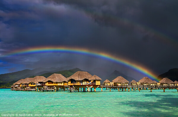Bora Bora rainbow near Overwater Bungalows French Polynesia  Picture Board by Spotmatik 