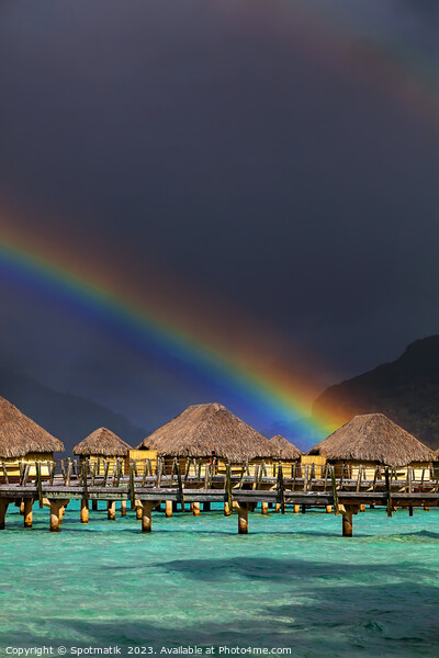 Multicolored rainbow arch Bora Bora luxury Overwater bungalows  Picture Board by Spotmatik 