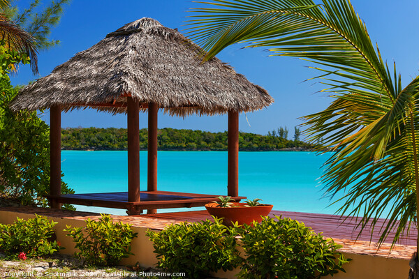Beach with tropical house luxury vacation resort Bahamas Picture Board by Spotmatik 