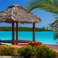 Buy canvas prints of Beach with tropical house luxury vacation resort Bahamas by Spotmatik 
