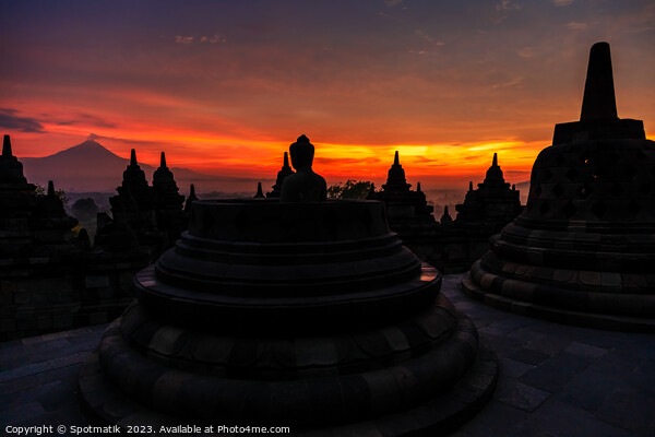 Sunrise over Borobudur religious stone temple Indonesia Asia Picture Board by Spotmatik 