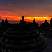 Buy canvas prints of Sunrise over Borobudur religious stone temple Indonesia Asia by Spotmatik 