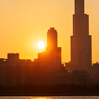 Buy canvas prints of Sunset Willis Tower Lake Michigan Chicago City Skyline  by Spotmatik 