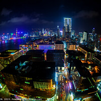 Buy canvas prints of Hong Kong illuminated city traffic and skyscrapers downtown  by Spotmatik 