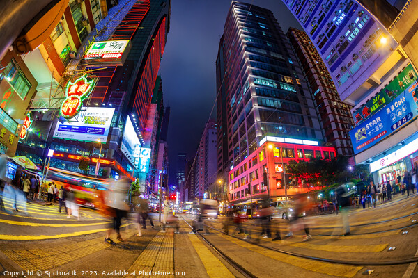Hong Kong illuminated buildings busy pedestrian ci Picture Board by Spotmatik 