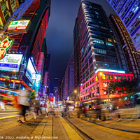 Buy canvas prints of Hong Kong illuminated buildings busy pedestrian ci by Spotmatik 