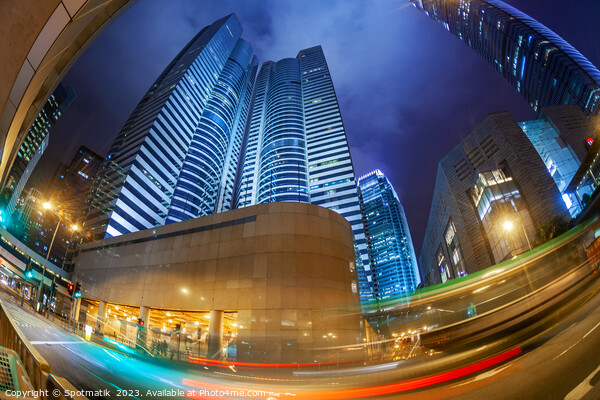 Hong Kong illuminated city traffic downtown Kowloon Asia Picture Board by Spotmatik 