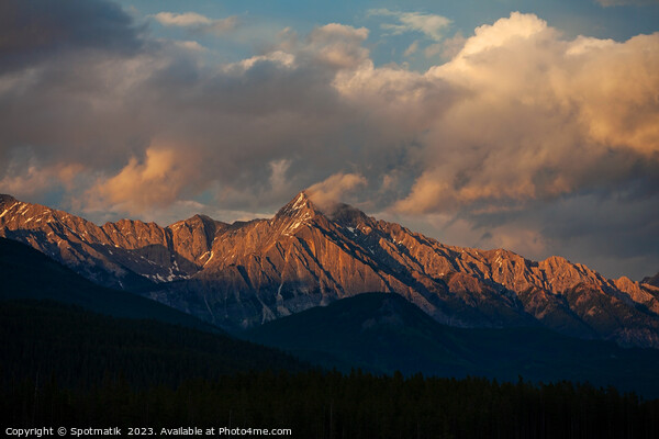 Wilderness mountain peaks and coniferous forests Banff Canada Picture Board by Spotmatik 