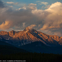 Buy canvas prints of Wilderness mountain peaks and coniferous forests Banff Canada by Spotmatik 