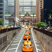 Buy canvas prints of Yellow taxi cabs surfacing from underpass New York by Spotmatik 