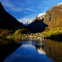 Buy canvas prints of View of Norwegian small town in scenic valley  by Spotmatik 