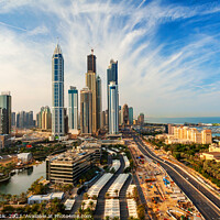 Buy canvas prints of UAE Dubai Sheikh Zayed road skyscrapers offices condominiums  by Spotmatik 