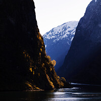 Buy canvas prints of View Norwegian scenic fjord steep cliffs majestic mountains by Spotmatik 