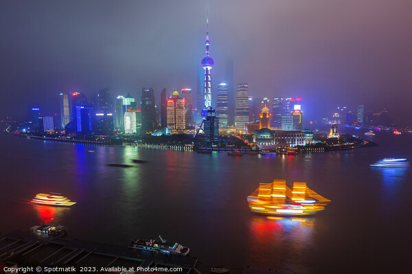 Shanghai Oriental Pearl Tower tourist boats Huangp Picture Board by Spotmatik 
