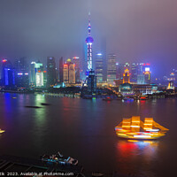 Buy canvas prints of Shanghai Oriental Pearl Tower tourist boats Huangp by Spotmatik 