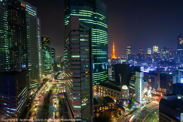 Tokyo Japan city travel illuminated night view skyscrapers  Picture Board by Spotmatik 