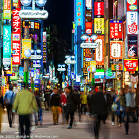 Buy canvas prints of Tokyo Japan Illuminated night Motion blur Ginza Shibuya  by Spotmatik 