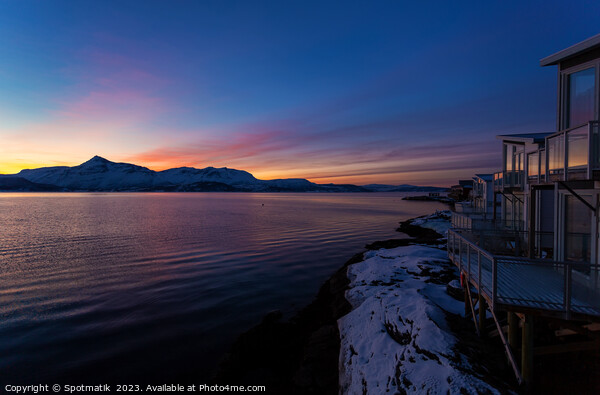 Norway Scandinavia sunset over Fjord travel tourist resort  Picture Board by Spotmatik 