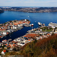Buy canvas prints of View of Bergen harbor cruise ship terminal Norway  by Spotmatik 